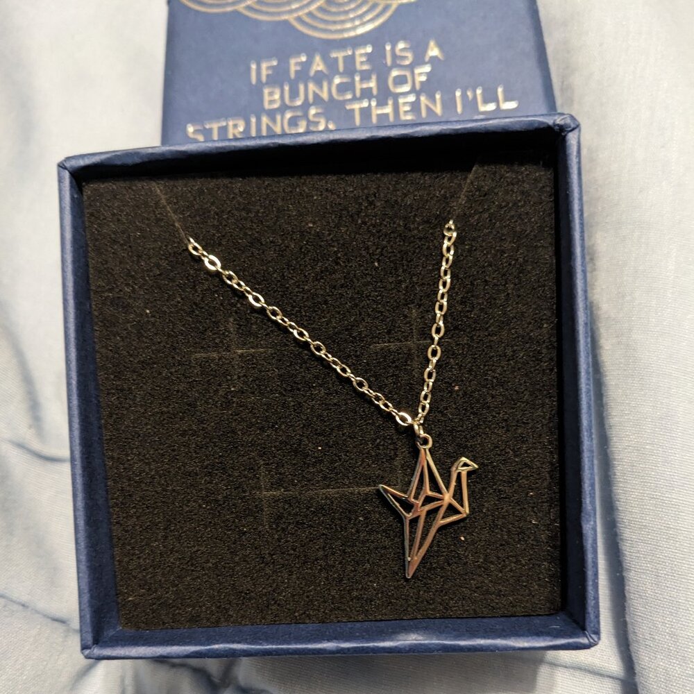 Paper crane necklace